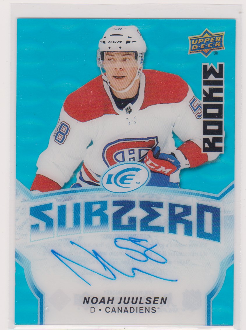 (image for) 2018-19 UD Ice Sub Zero Autographs Blue #SZ23 Noah Juulsen